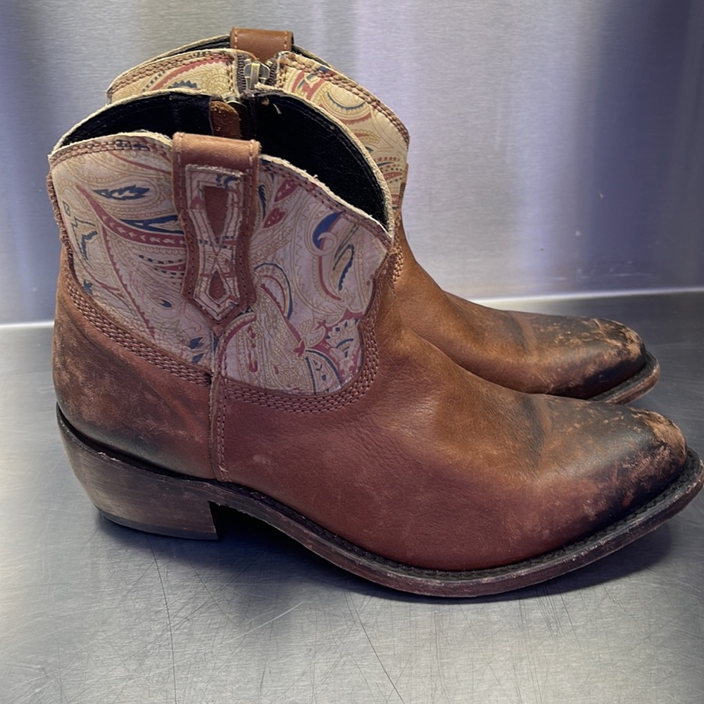 Liberty Black rustic, handmade, hand painted ankle boots. New from Sundance